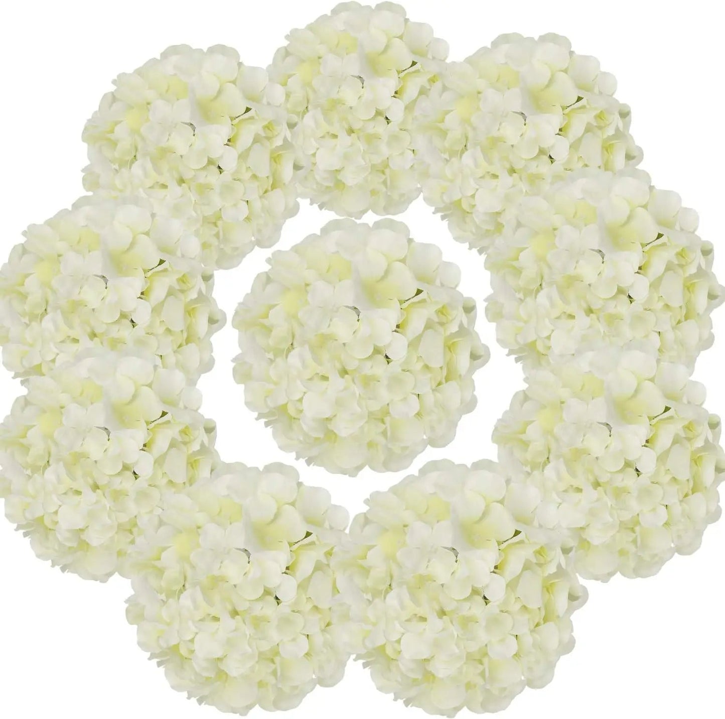 10pcs Silk Hydrangea Heads Artificial Flowers Heads with Stems for Home Wedding Decor Good Vibrations