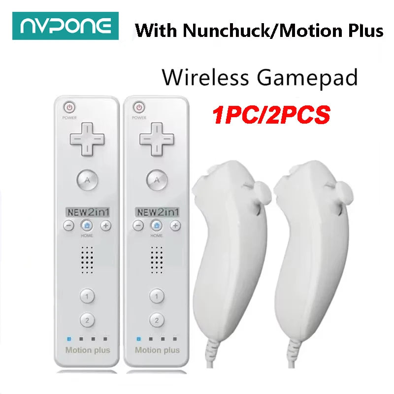 1 Set/2 Set Remote Controller with Nunchuck Controller for Wii Games Control for Wii Console Wireless Gamepad with Motion Plus Good Vibrations