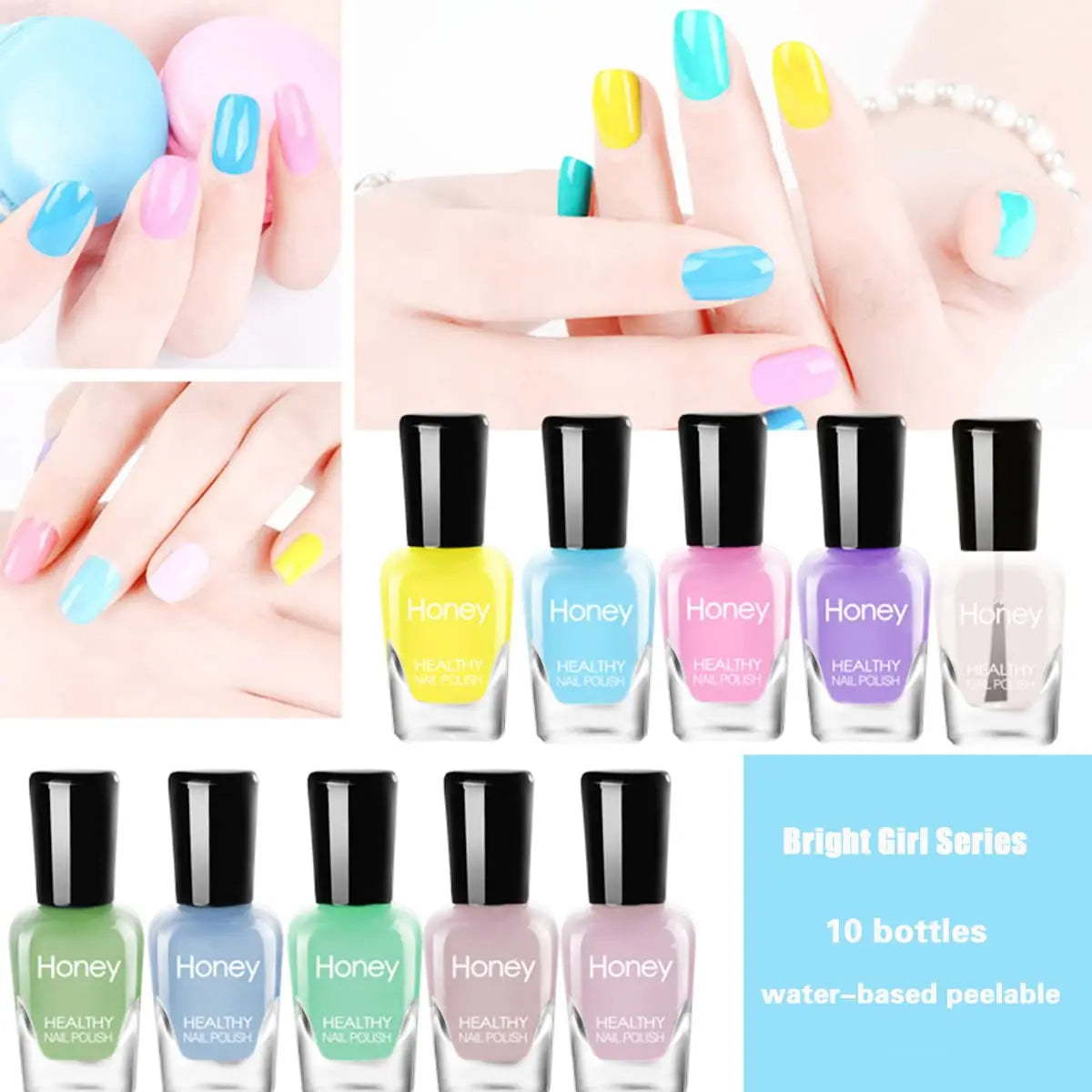 10 PCS Air Dry Nail Polish Peelable Water Based Non Toxic Odorless Quick Dry Toenail Finger Gel No Lamp Baking Nail Art Manicure Good Vibrations