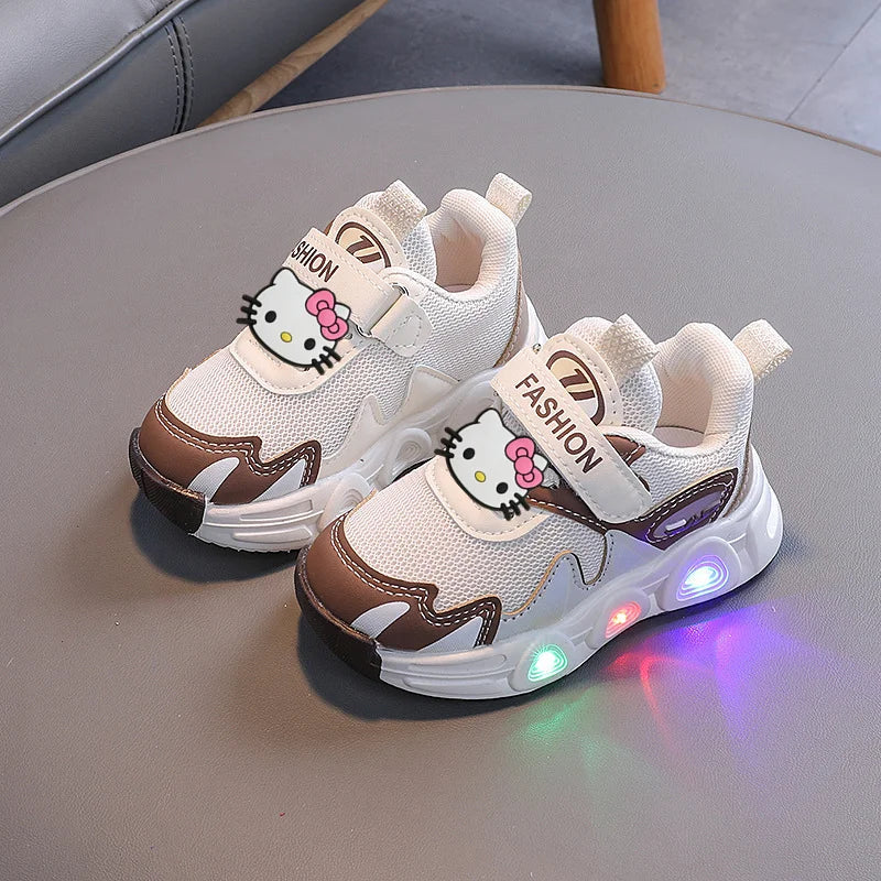 Sanrio hello kitty children mesh breathable Casual shoes luminous Sneakers boy girl non-slip running shoes baby toddler shoes Good Vibrations