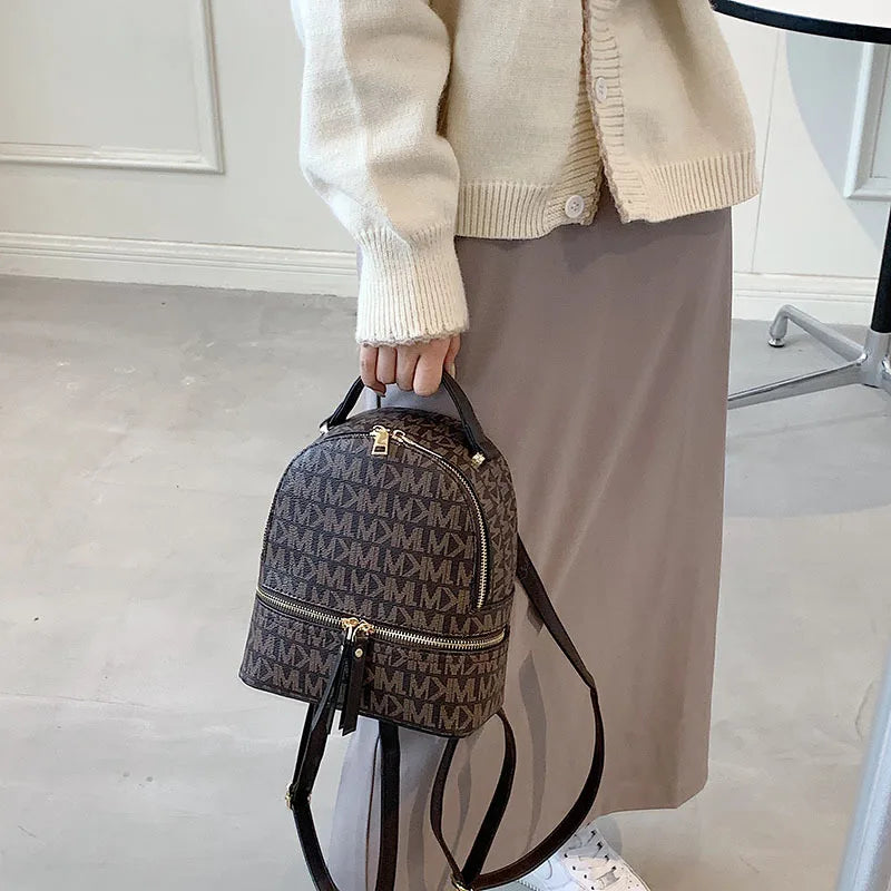 Women's Fashion Multifunctional Shoulder Bag Large Capacity Reading Flower Backpack Girl Commuting Retro Backpack Monogram Print Good Vibrations