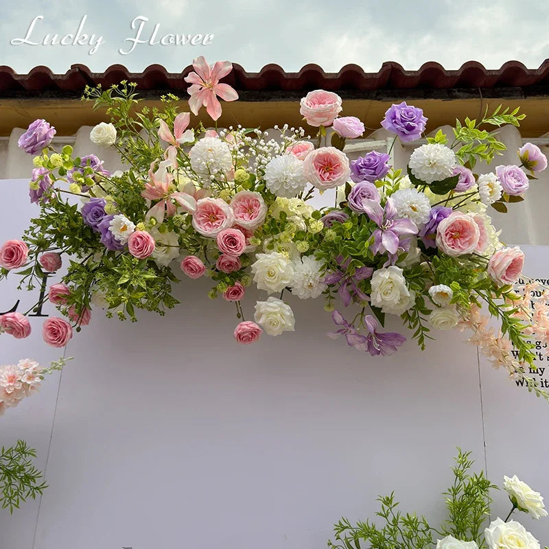 Outdor Wedding Decoration Artificial Flowers Hanging Flower Row Road Leading Flower Ball Floral Backdrop Decor Floor Flower Row Good Vibrations