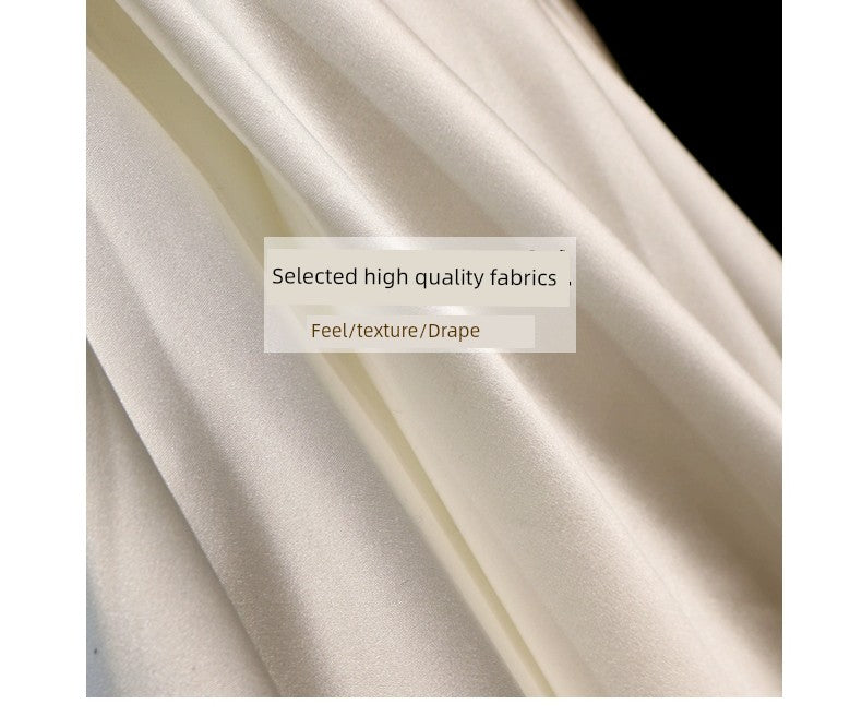 off-Shoulder Main Wedding Dress Small Satin 2023 New Arrival Bride Going out Main Yarn Vintage Satin Satin Palace Style Main Yarn