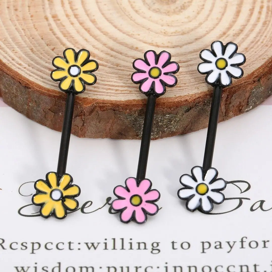2pcs Stainless Steel Shield Bar Barbell Nipple Piercing Jewelry for Women Both Sides Screwed Sun Moon Flower Star Nipple Rings Good Vibrations Adult Super Store