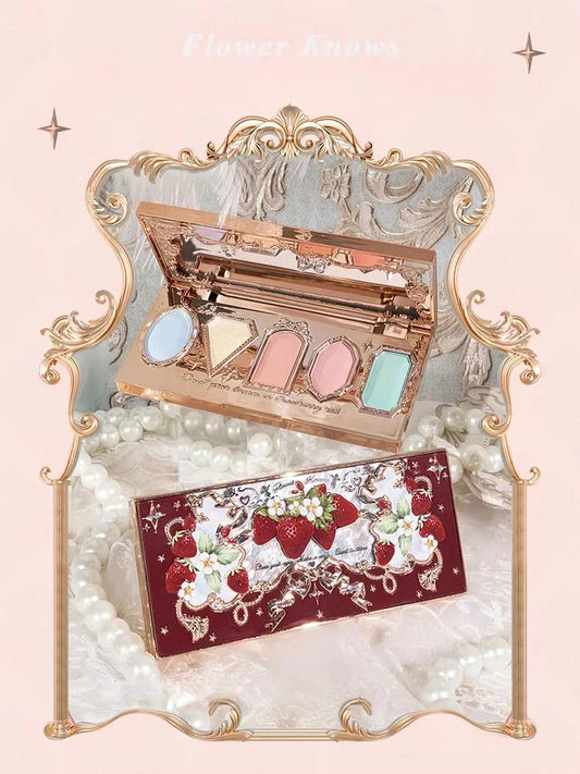 Flower Knows Strawberry Rococo Moonlight Mermaid Jewel Eyeshadow Palette 5 Colors Pearlescent Mashed Potatoes 2023 Good Vibrations