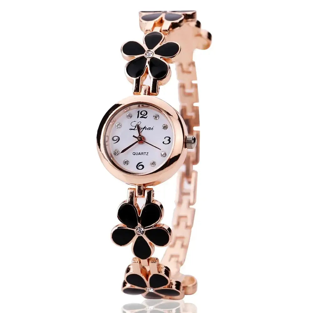Fashion Small Watches Women 2023 Luxury Rhinestone Flower Bracelet Stainless Steel Watchband Dress Female Clock relogio feminino Good Vibrations