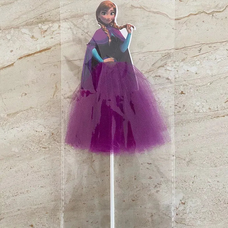 1pcs/lot Tangled Snow White Jasmine Princess Theme Birthday Party Girls Favor Decorate Tiana Beauty Beast Design Cupcake Toppers Good Vibrations