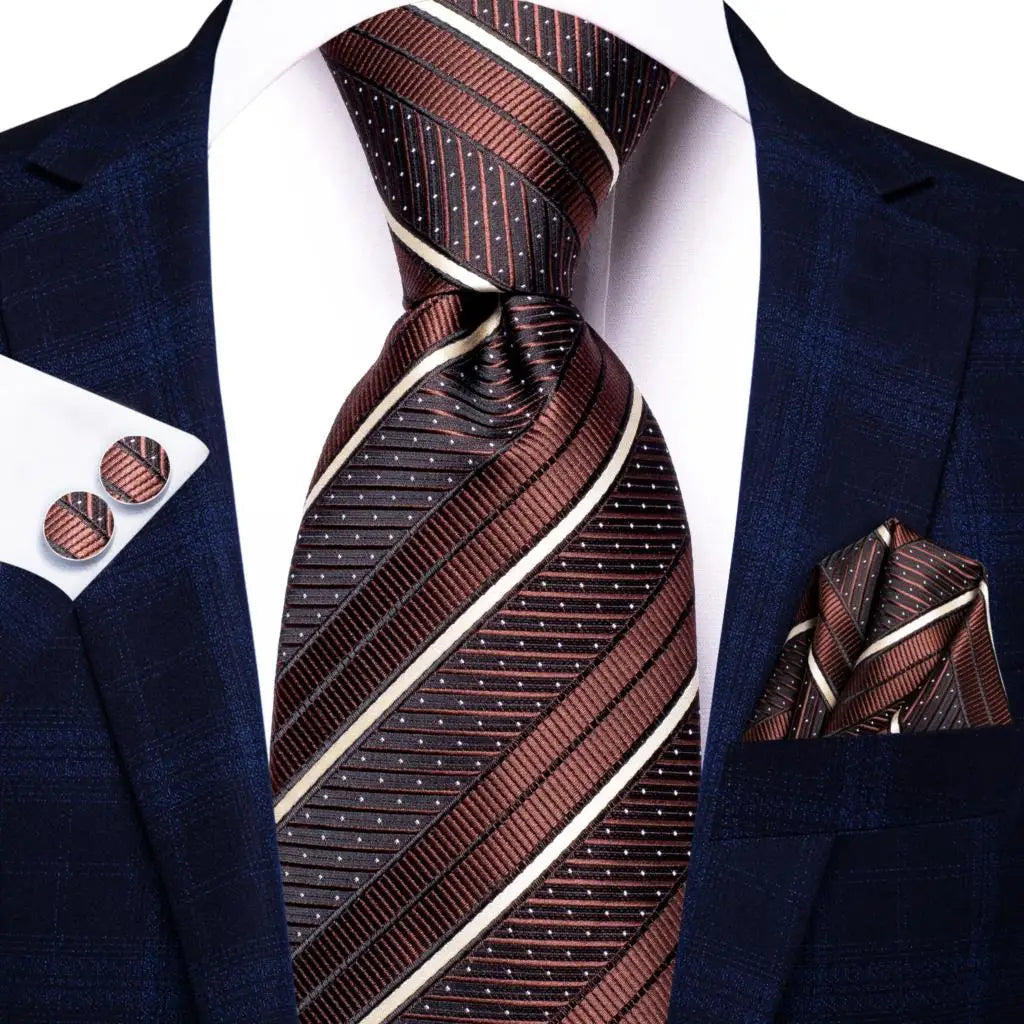 Black Red Striped Silk Wedding Tie For Men Handky Cufflink Gift Men Necktie Fashion Business Party Dropshiping Hi-Tie Designer Good Vibrations