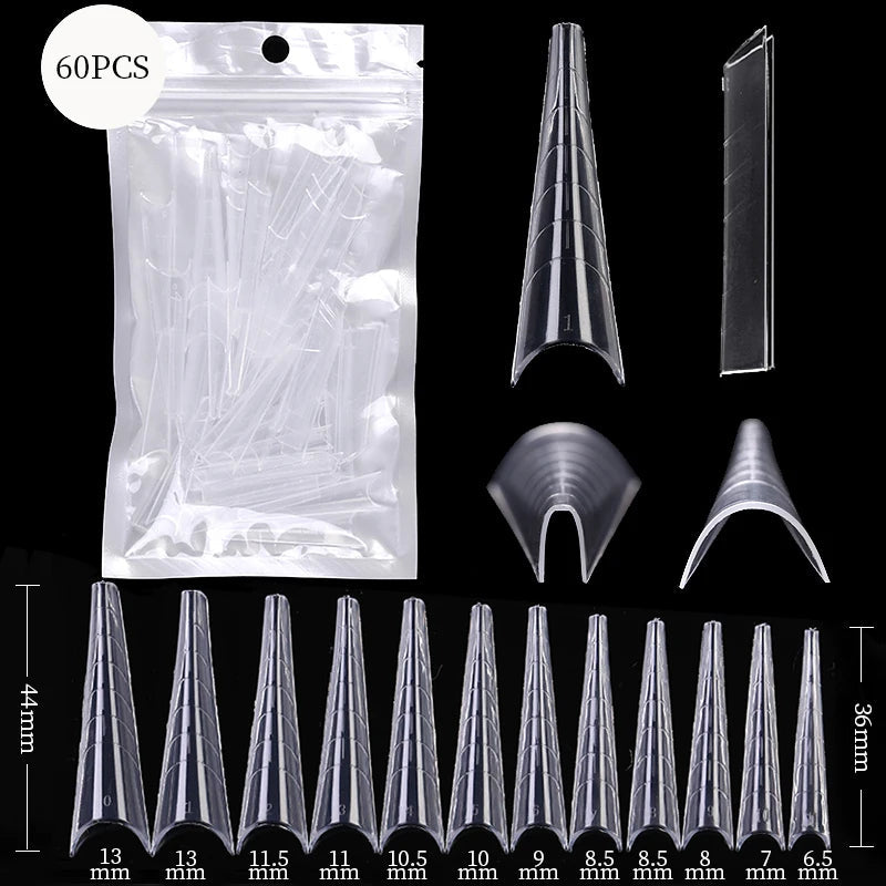 100Pcs/box Full Cover Sculpted Nail Tips Fake Finger Nails Extension Tip Quick Building Mold False Tips For Manicuring Tool Set Good Vibrations