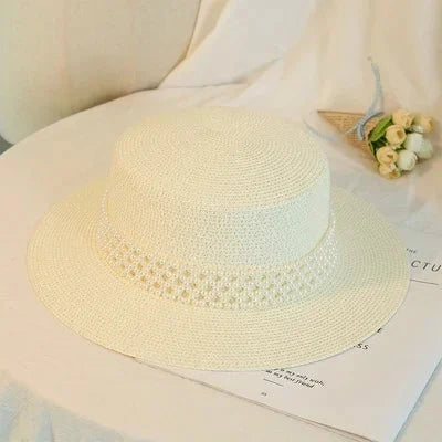 New Elegant Women's Summer Straw Hat Fashion Derby Beach Sun Hats Holiday Panama Hats Chapeu Feminino Good Vibrations