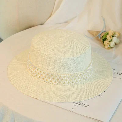 New Elegant Women's Summer Straw Hat Fashion Derby Beach Sun Hats Holiday Panama Hats Chapeu Feminino Good Vibrations