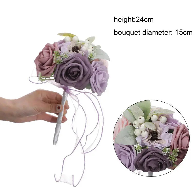 YeeNanee Wedding Gold Hoop Bouquet for Bridesmaids Floral Rose Eucalytpus Metal Ring Wreath Bridal Shower Ceremony Decoration Good Vibrations