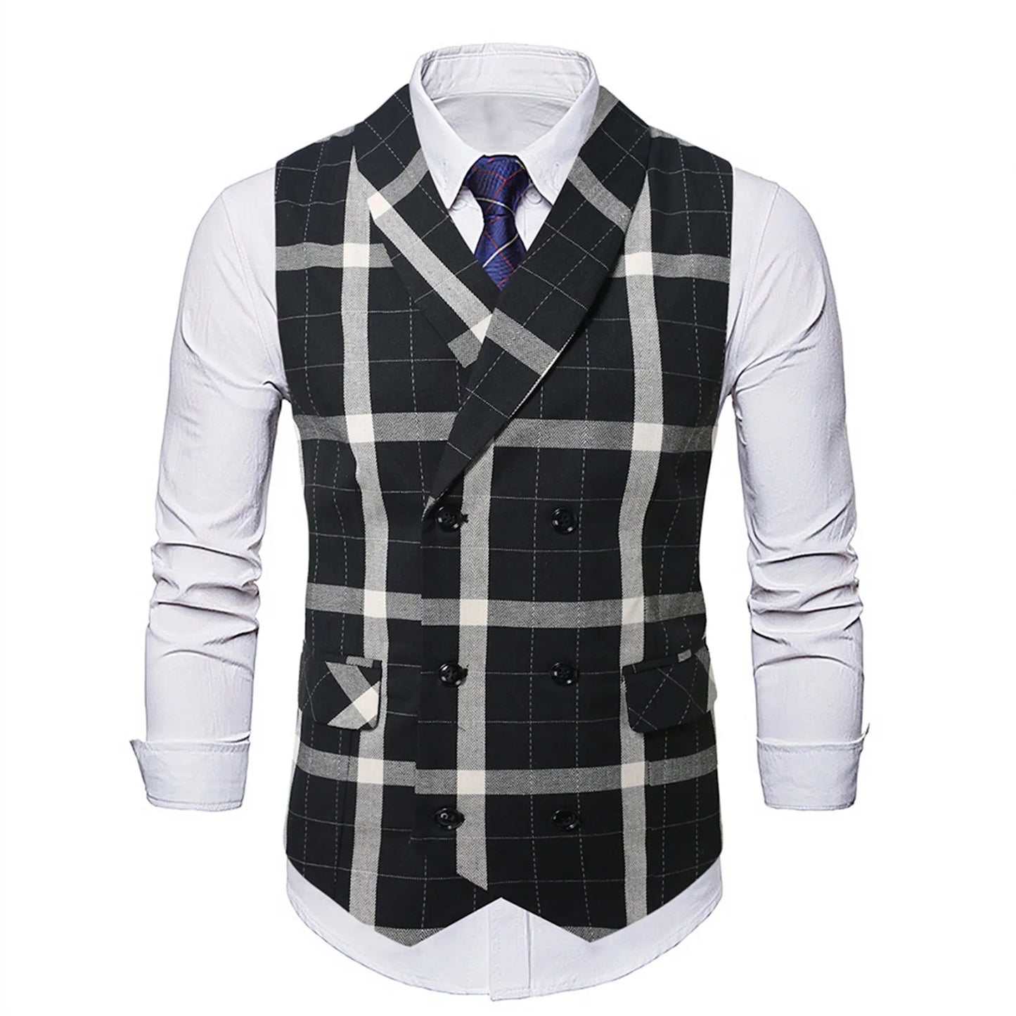 2025 Men's Spring Casual Single Button Suit Vest V Neck New Style British Men's Suit Vest Waistcoat Formal Business Suit Vest