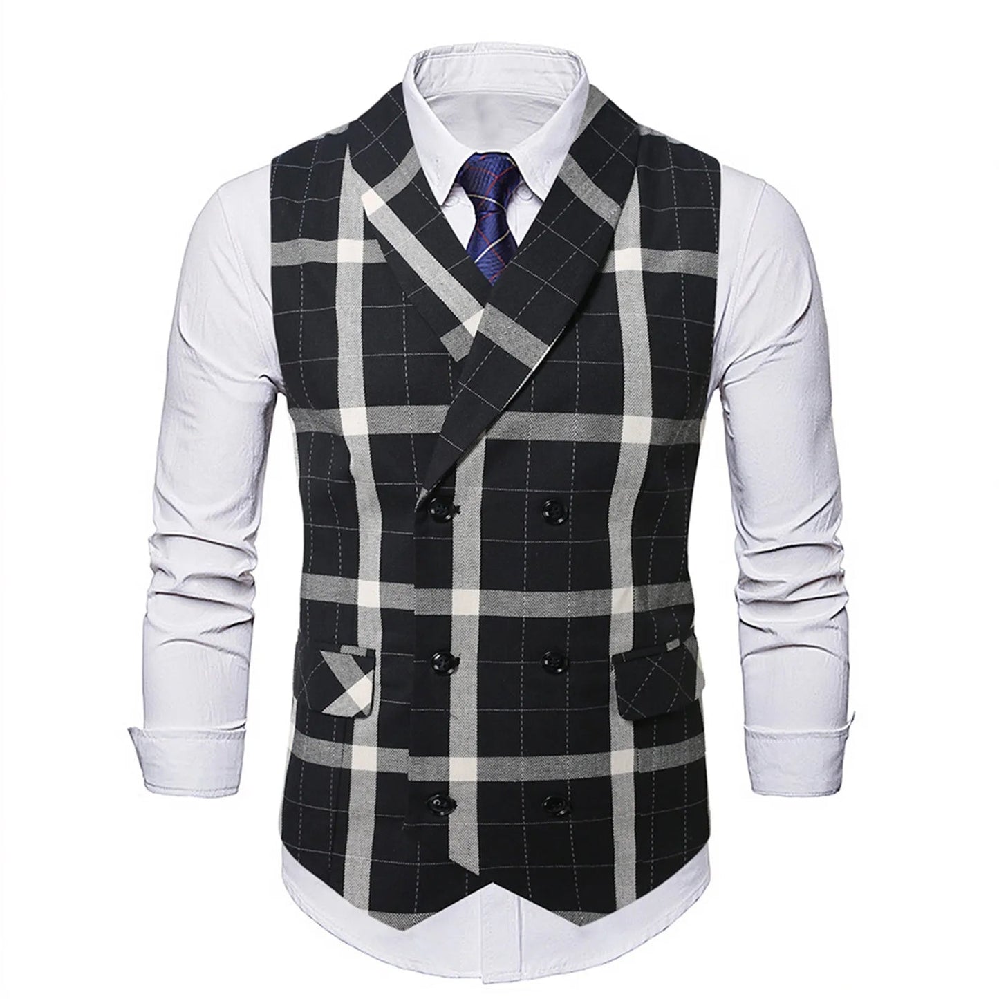 2025 Men's Spring Casual Single Button Suit Vest V Neck New Style  British Men's Suit Vest Waistcoat Formal Business Suit Vest Good Vibrations