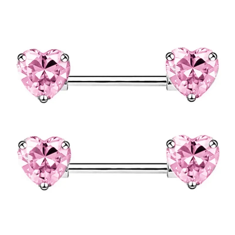 Pink Heart Nipple Piercing Barbell Set Shiny Crystal Nipple Rings Bulk For Women Flower Nippel Jewelry Pack Piercing Teton Lots Good Vibrations Adult Super Store