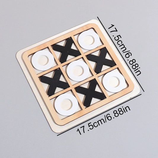 1 set of XO three-in-a-row tic-tac-toe wooden toys, casual battle puzzle board game, Children's teaching supplies Good Vibrations