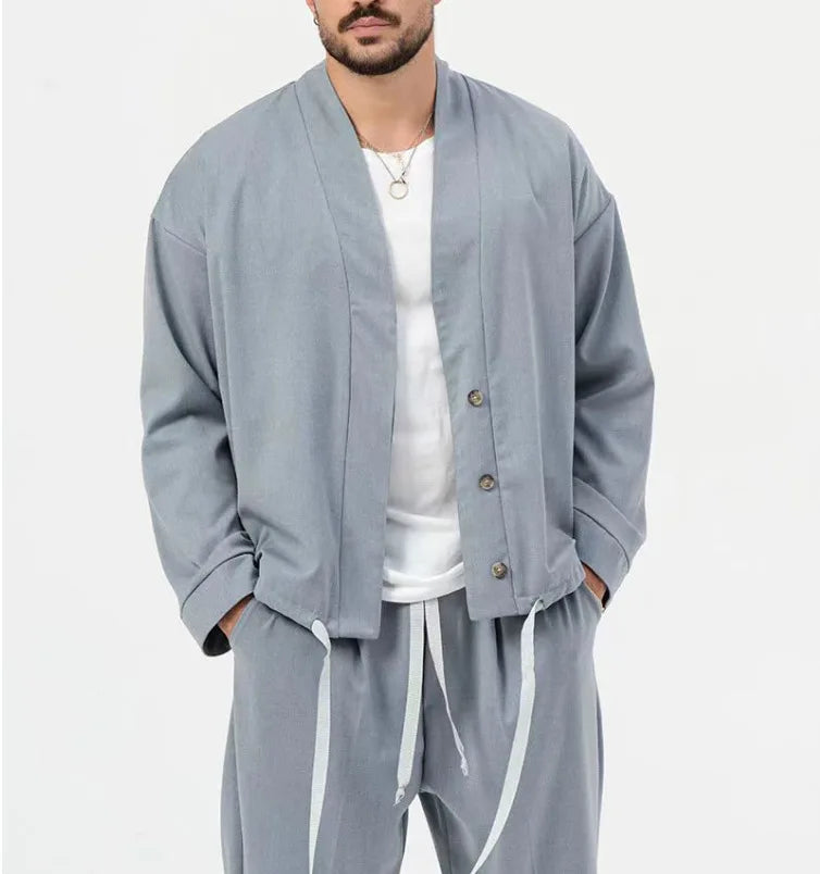 New Business Casual Sporty Men's Long-Sleeved Suit for Spring and Autumn. Men's Pure Color Loose Coat with Fashionable Jacket. Good Vibrations