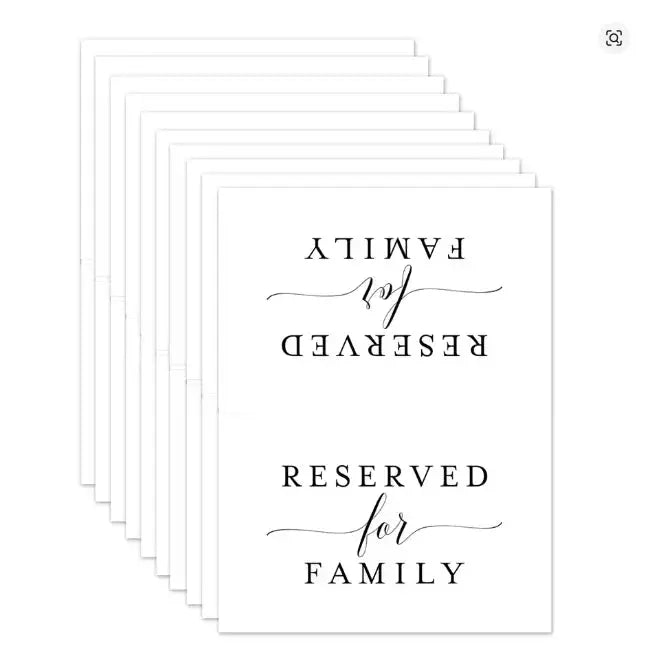 10pcs Reserved Signs for Weddings Party,Receptions Celebrations Reserved Signs for Tables Reserved for Family Card for Wedding Good Vibrations