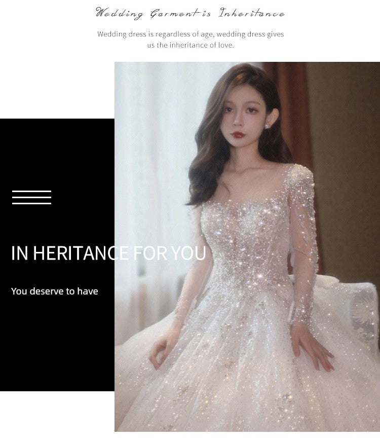 Classy Long Sleeves Arms Hiding Retro Small Light Wedding Dress