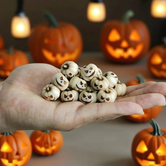 20Pcs Mini Ghost Face Pumpkin Decor Set - Halloween Resin Ornaments for Garden Potting, Micro Landscape & Party Decoration Good Vibrations