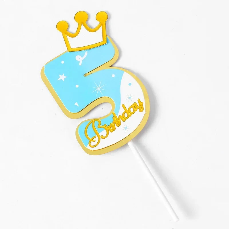 New Digital Decoration Happy Birthday Number Cake Insertion 0 1 2 3 4 5 6 7 8 9 Cake Topper Girls Boys Baby Party Supplies Decor Good Vibrations