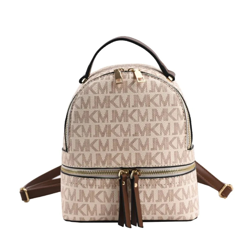 Women's Fashion Multifunctional Shoulder Bag Large Capacity Reading Flower Backpack Girl Commuting Retro Backpack Monogram Print Good Vibrations