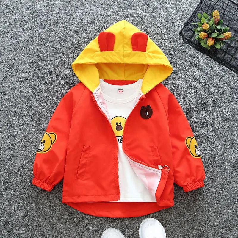Baby Clothes Girls Thin Jacket New Autumn Trendy Costume Boys Cardigan Zipper Hooded Outerwear Children Windbreaker Coat Good Vibrations