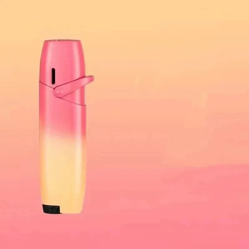 Metal Gradient Inflatable Rocker Lighter Windproof Pink Flame Butane Gas Outdoor Lighter High Beauty Gift for Men and Women Good Vibrations Adult Super Store