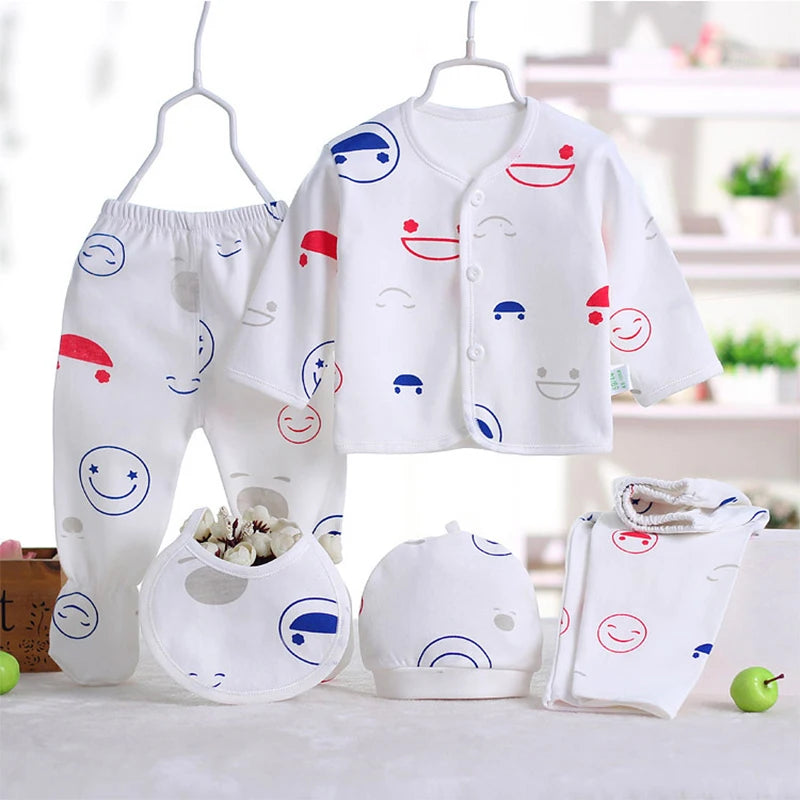 5Piece Sets Spring Autumn Newborn Girls Boy Clothes Casual Cartoon Cute Print Cotton Tops+Pants Baby Boutique Clothing BC1477-1 Good Vibrations
