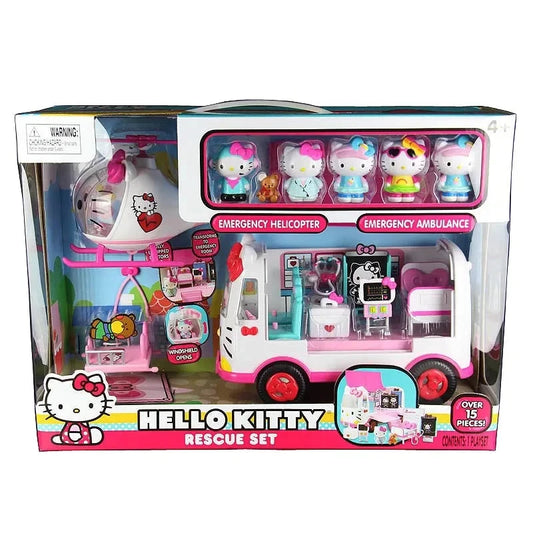 Original Cartoon Hello Kitty Cartoon Plane Ambulance Family Girl Toys Hobbies Action Figures Holiday Gifts for Children Good Vibrations