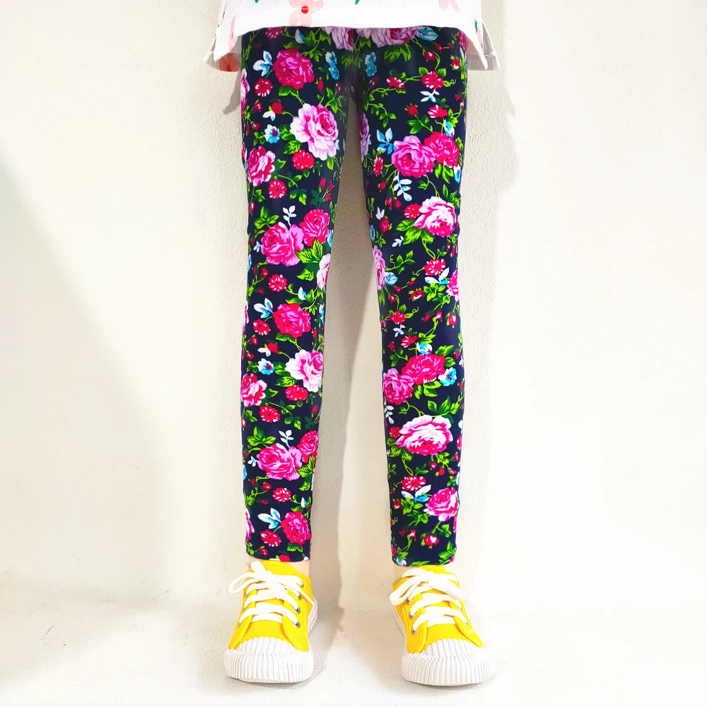 Girls' Leggings Fashion Cartoon Tight Pants Spring and Autumn Baby Girls Slim Fit Flower Leggings Summer Children's Pants Good Vibrations