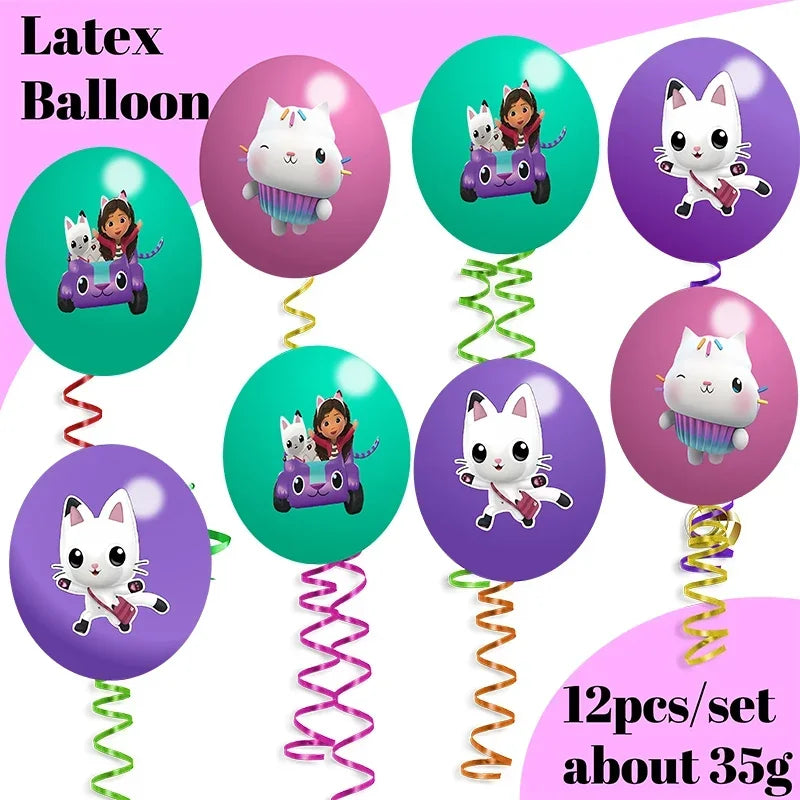 Cartoon Gabby Dollhouse Party Supplies Birthday Party Disposable Tableware Set Paper Plate Cup Napkins Baby Shower Decorations Good Vibrations