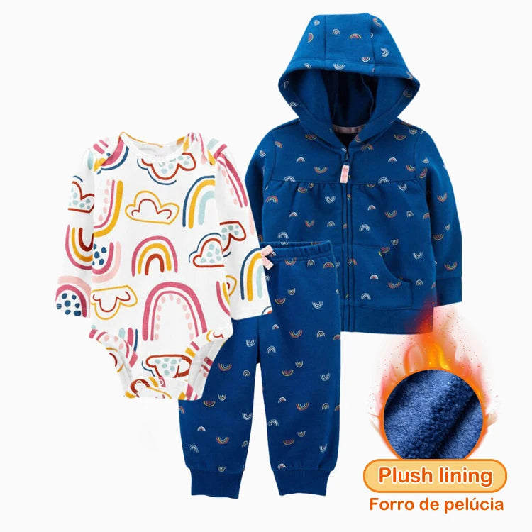 3pcs Baby Clothes Set for Newborns Toddler Girl Boy Clothes Hooded Jacket Trousers + Bodysuits 3pcs Child sets Infant Outfits Good Vibrations