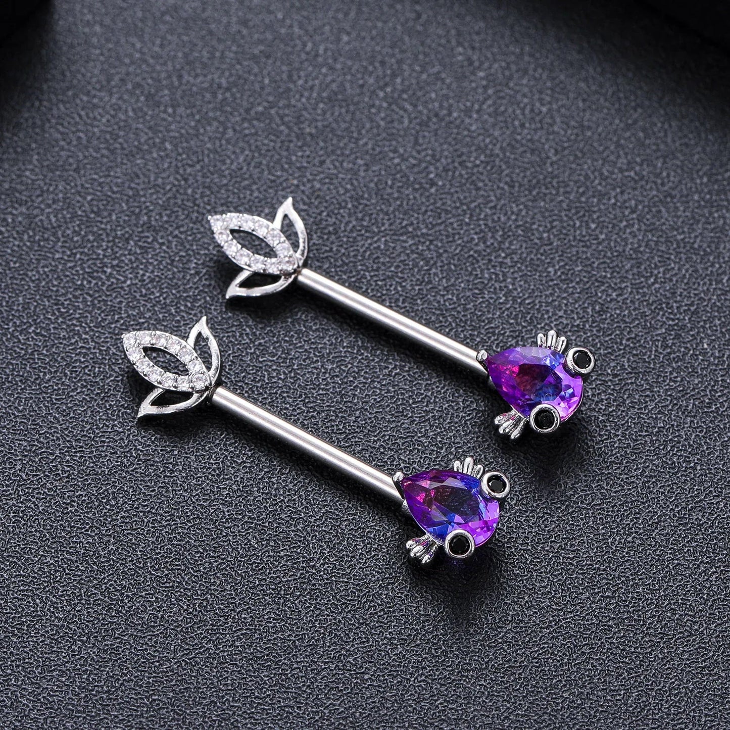 2pcs Steel Bear Dangled Zircon Nipple Piercing Sexy Breast Cover for Women Fashion Starfish Heart Shield Bar Barbell Nipple Ring Good Vibrations Adult Super Store