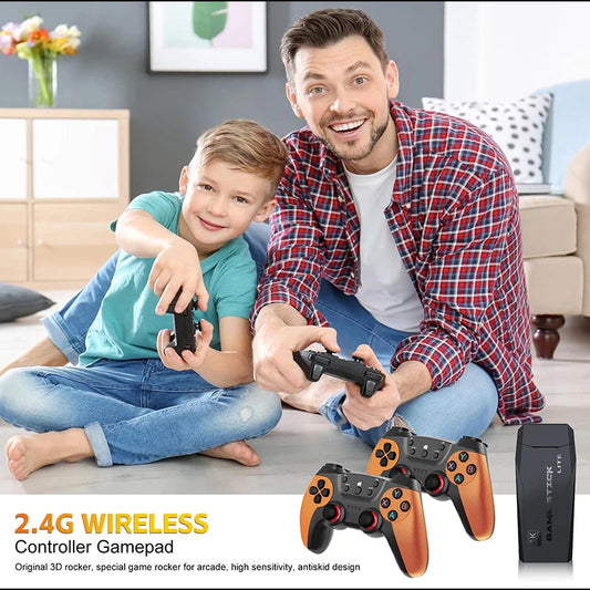 M9 Video Game Console 4K 30000 Games 64GB 2.4G Double Wireless Controller Game Stick Retro Games for PS1/GBA Gift for Adults Good Vibrations