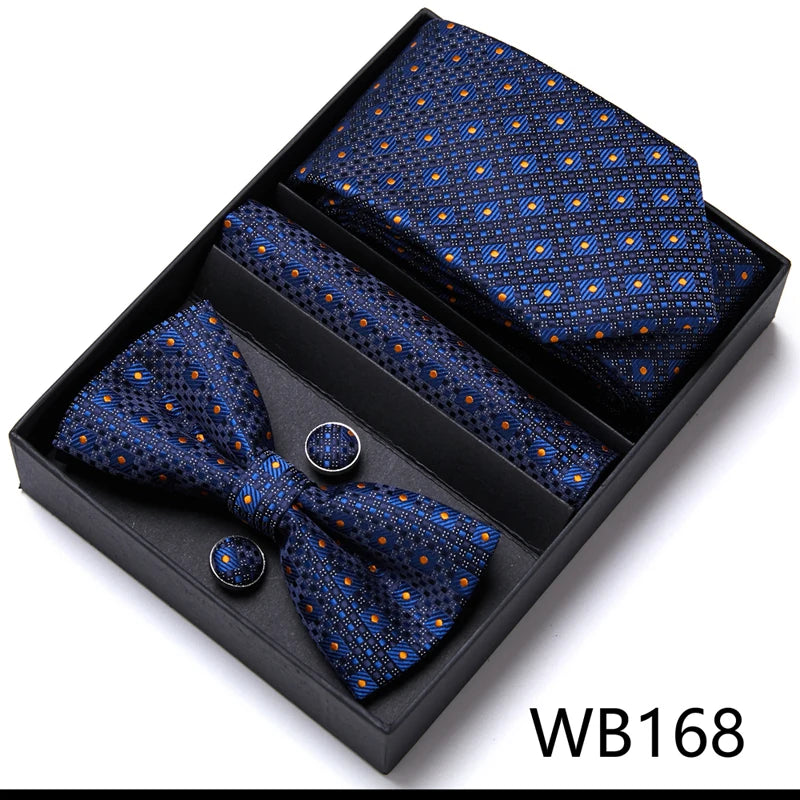 Tie For Men Formal Dress Tuxedo NeckTie Handkerchief Bow Tie Set PlaisyParty Groom Wedding Butterfly Bowtie In Box Good Vibrations