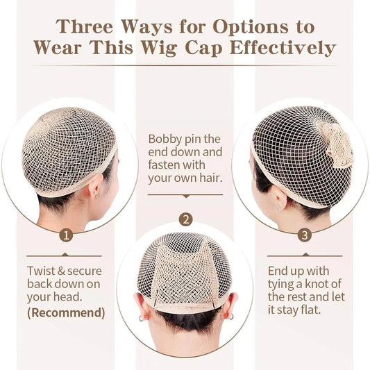 Wig Cap with Open-end for Women, Mesh Wig Cap for Long Hair, Wig Natural Nude Net Cap, 3 Pieces Good Vibrations