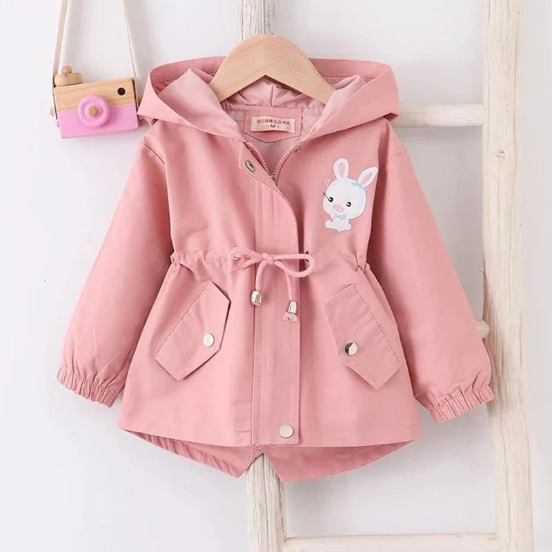 Girls Windbreaker Jacket Autumn Long Sleeve Fashion Lace Trench Coats Children Solid Outerwear Girl Toddler Costume For 1-7Years Good Vibrations