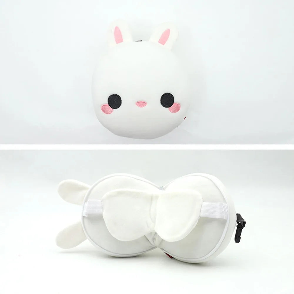 Creative 2 in 1 Eye Mask Neck Pillow Cartoon Soft Travel Eye Cover Airplane Head Pillow for Travel&Office Good Vibrations
