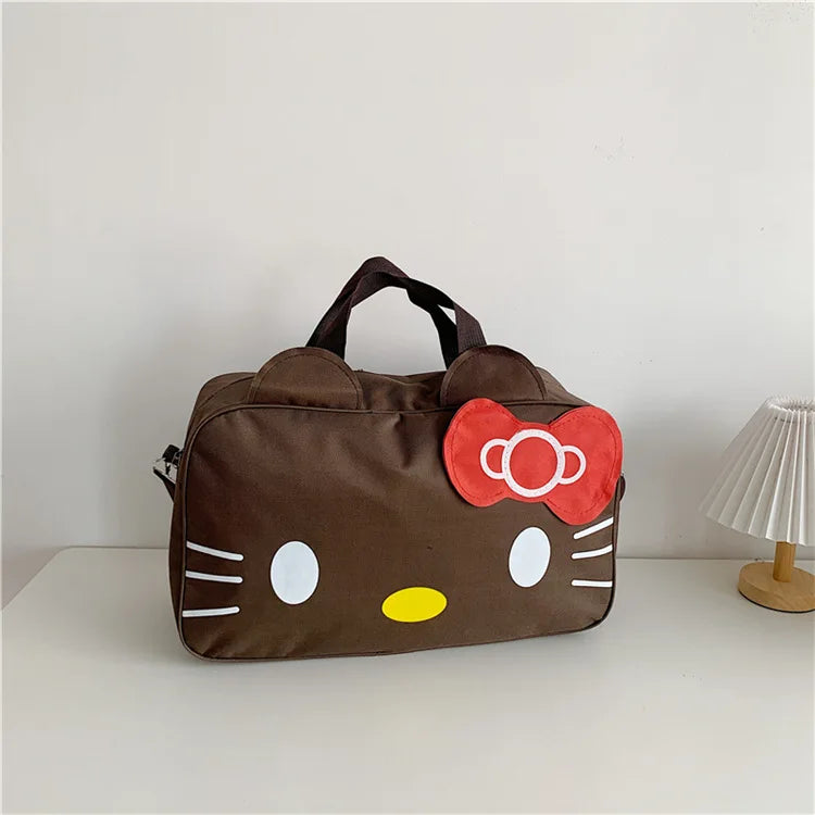 New Sanrio Cartoon Hello Kitty Duffle Bag Large Capacity Cartoon Student Handbag Short Trip Bag Girl's Handbody Bag Good Vibrations