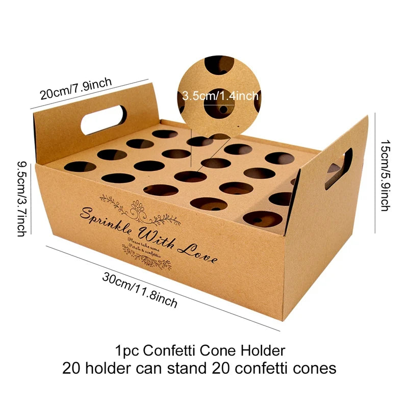 Kraft Paper Wedding Tray Confetti Cone Stand Box Tray Rustic Wedding Decoration Wedding Confetti Cones Wedding Cones Set supply Good Vibrations