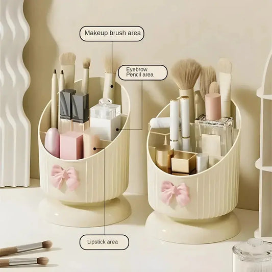 Makeup Brush Organizer with 3 Slots Cosmetic Storage Bucket with Cute Accessory Makeup Organizer Countertop for Vanity Good Vibrations