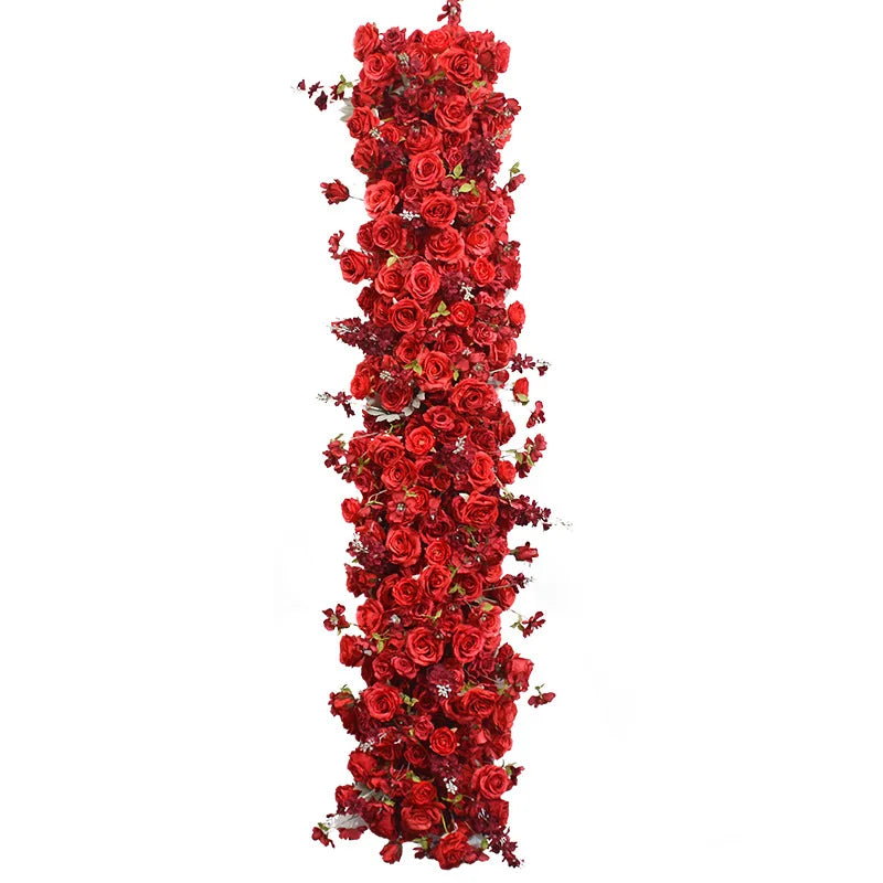 pink colour Rose Large Flower Row Artificial Flower Row Runner Wedding Backdrop Decor Floral Wall Party showcase decoration prop Good Vibrations