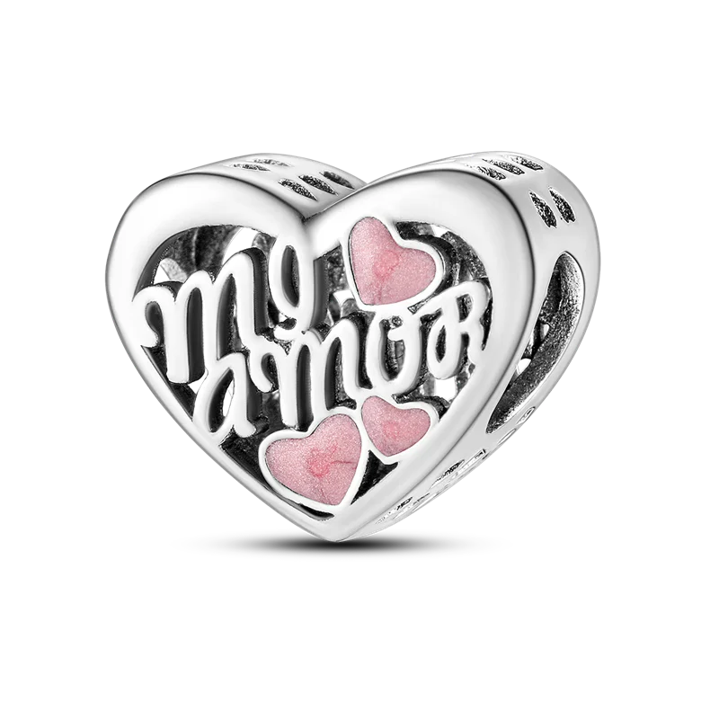 Heart Shape 925 Sterling Silver Family Lover Affection Pendant Charm Beads Fit Original Bangle Bracelet DIY Jewelry For Women Good Vibrations