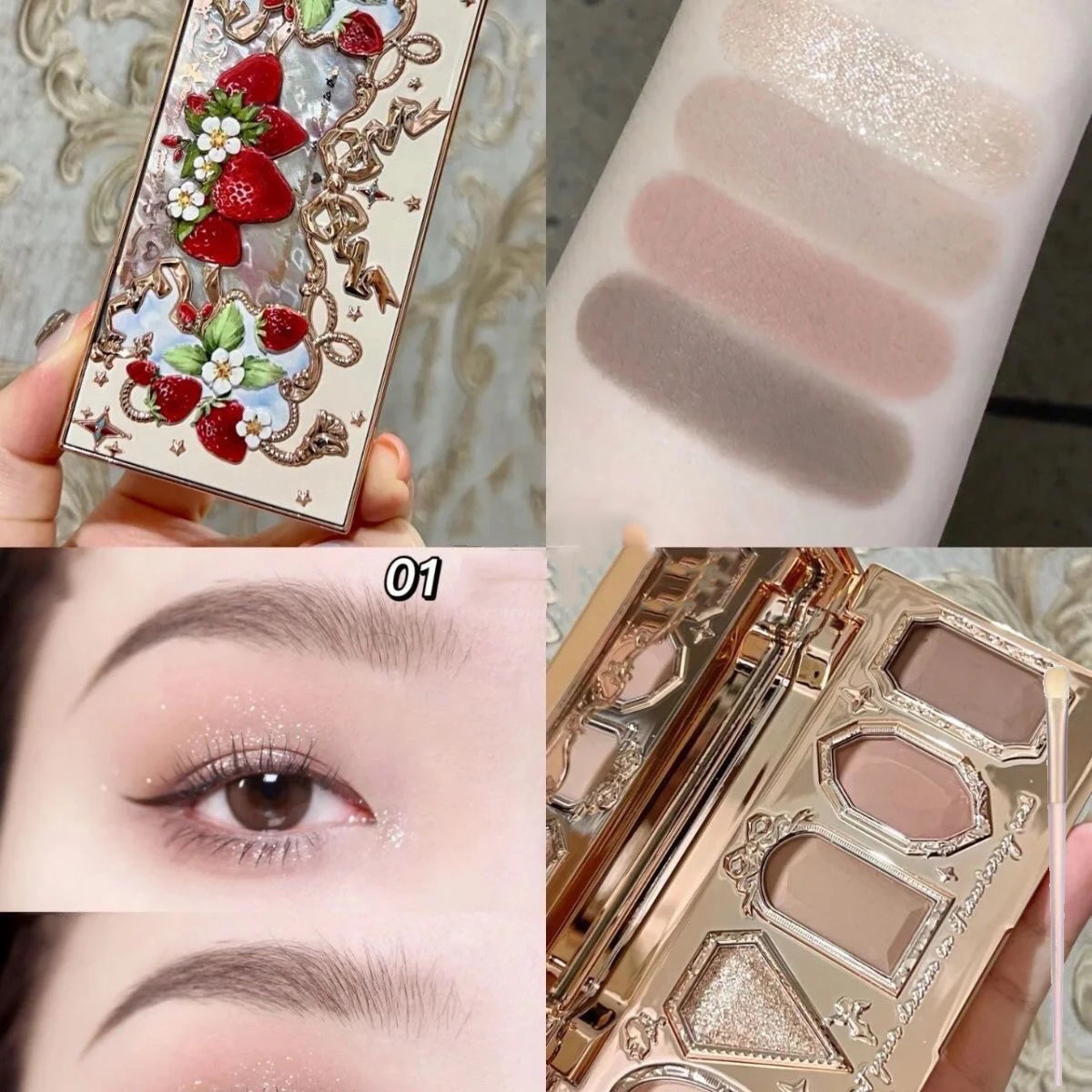 Flower Knows Violet Eye Shadow Strawberry Rococo Series Five-Color Eyeshadow Palette G01 Starmoon Strawberry 0.21OZ./6G Good Vibrations