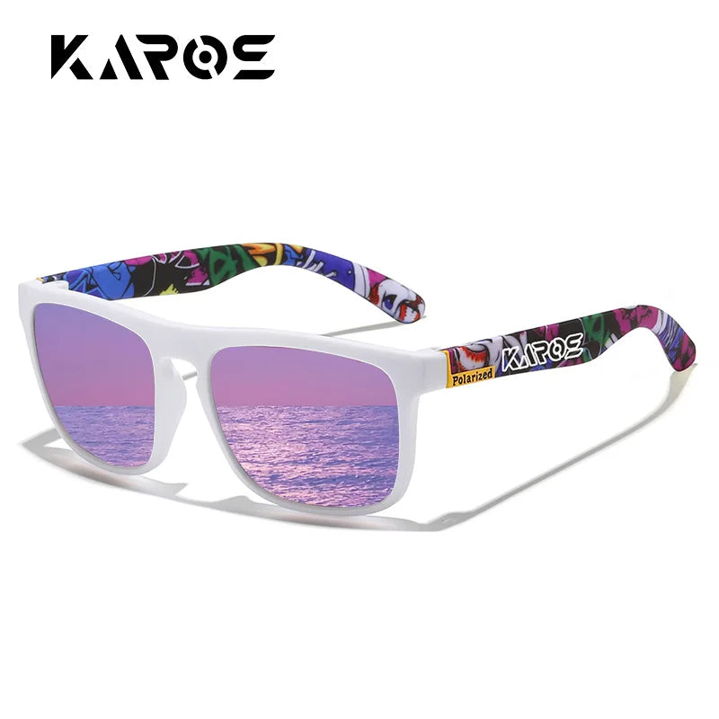 KAROS Sunglasses Men/Women Polarized Square Mirror Design Luxury UV400 SunShade Unisex Fishing Driving Cycling Hiking Good Vibrations