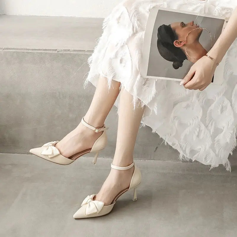 Medium Heel Heels Women's Shoes Trend Pointed Toe Butterfly Stilettos Elegant Dress Weddings Bridal Party White Designer Good Vibrations
