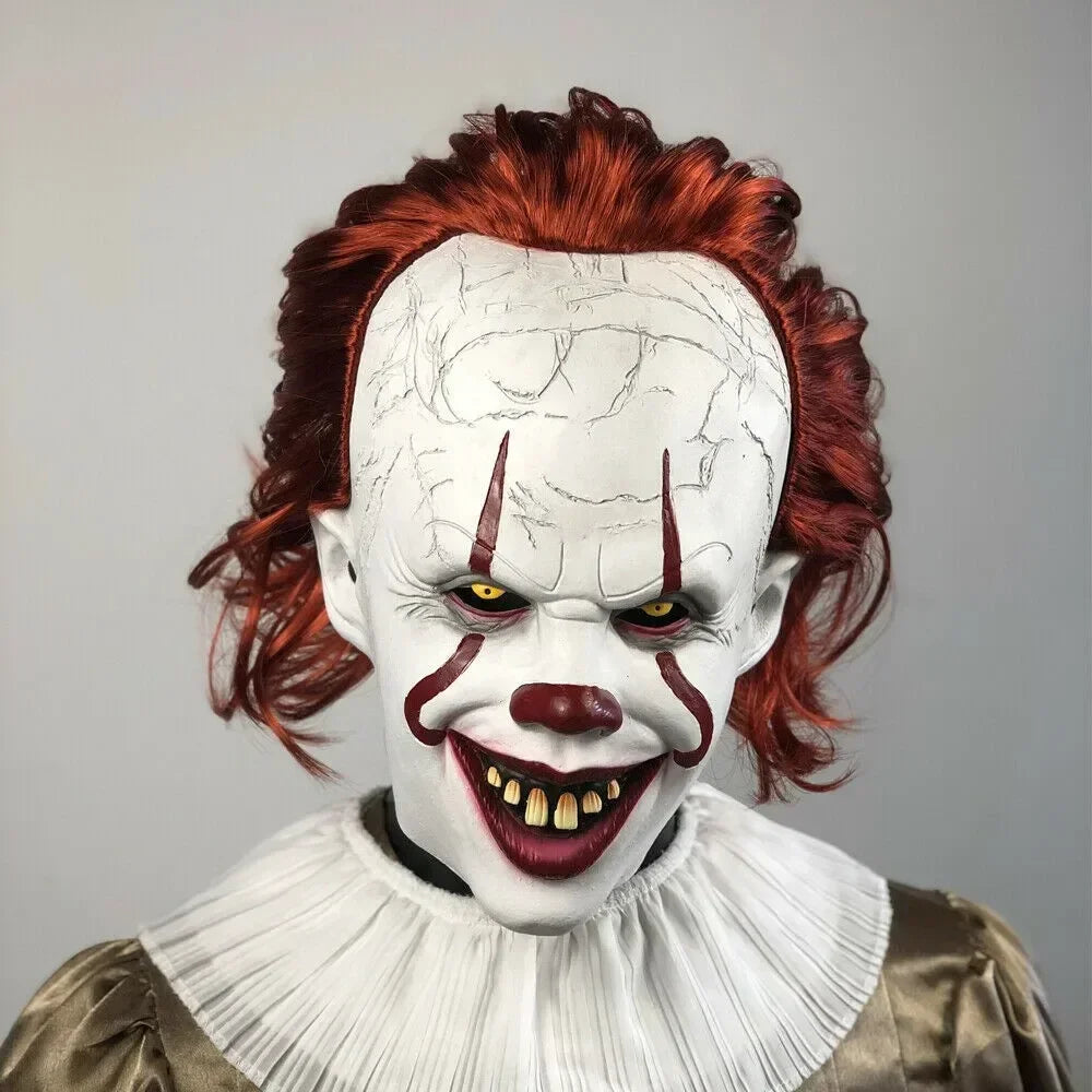 Halloween 2025 Mask Stephen King's It Mask Pennywise Horror Clown Joker Mask Clown Mask Halloween Cosplay Costume Props Good Vibrations