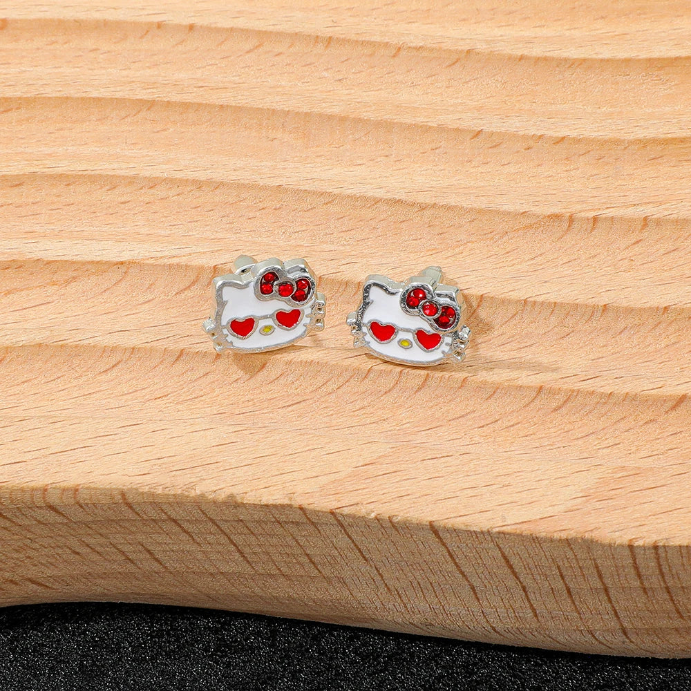 Sanrio Hello Kitty earrings - red bow accessories, cute jewelry suitable for girls and women. Good Vibrations