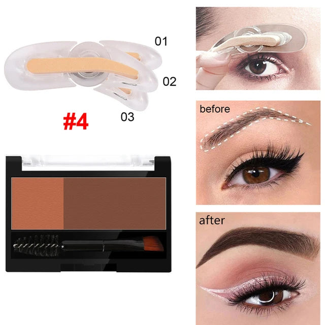 1pcs Adjustable Eyebrow Template Stamp Sponge Stencils Two-color Eyebrow Powder With Eyebrow Brush EyeBrow Palette Eye Brow Tool Good Vibrations